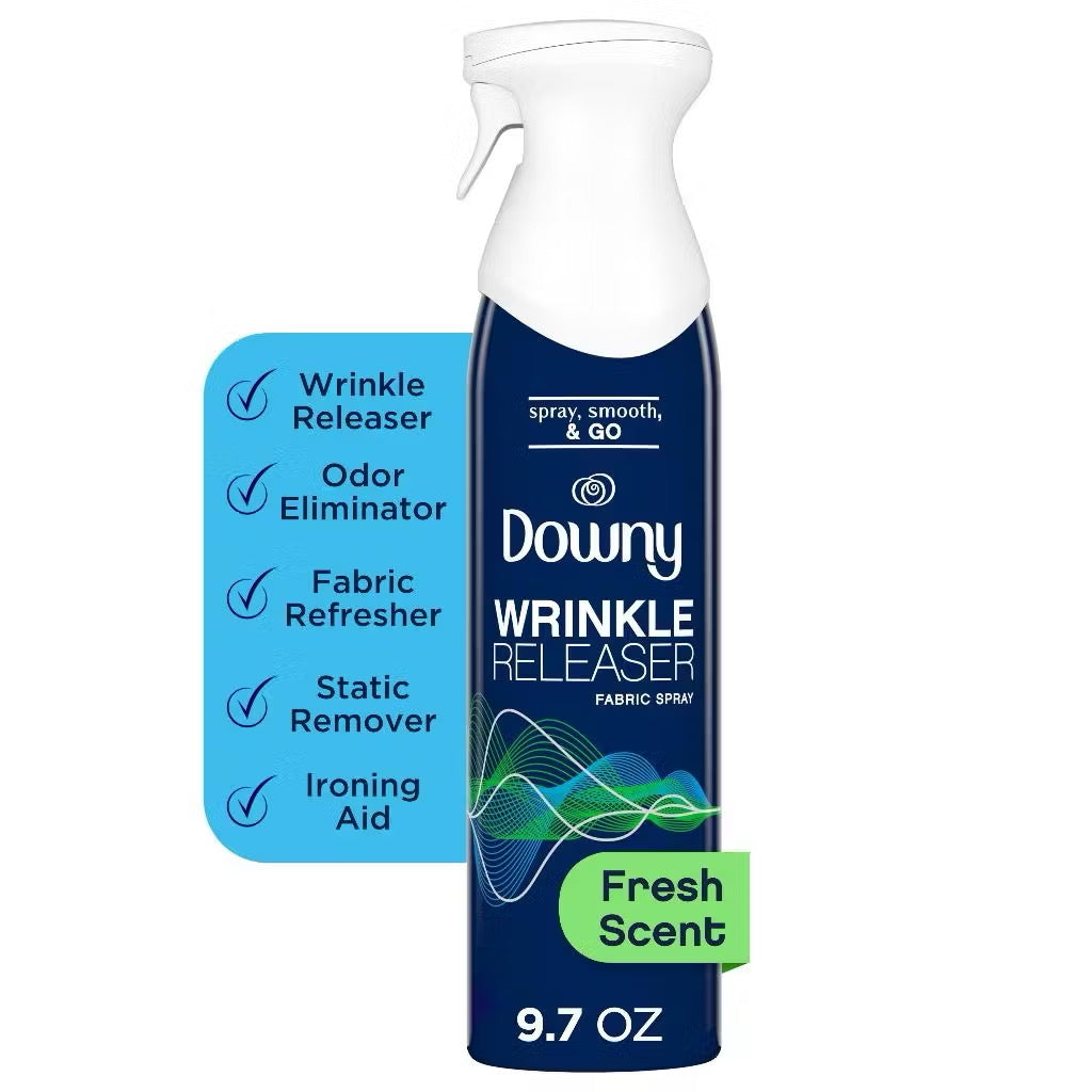 ☘️3oz / 9.7oz / 33.8oz Downy WrinkleGuard Wrinkle Release Fabric Spray, Fabric Refresher, Odor Eliminator & Anti Static