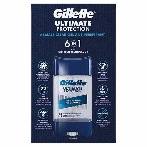 ☘️ 3.8oz Exp 09/2026 Gillette Ultimate Protection 6-in-1 Antiperspirant Deodorant Total 214g -- Import From U.S.A