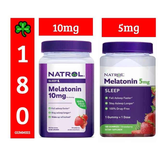 ☘️180 gummies 5mg 01/2026 or 10mg 10/2025 Natrol Melatonin  Sleep Aid Gummies - Strawberry