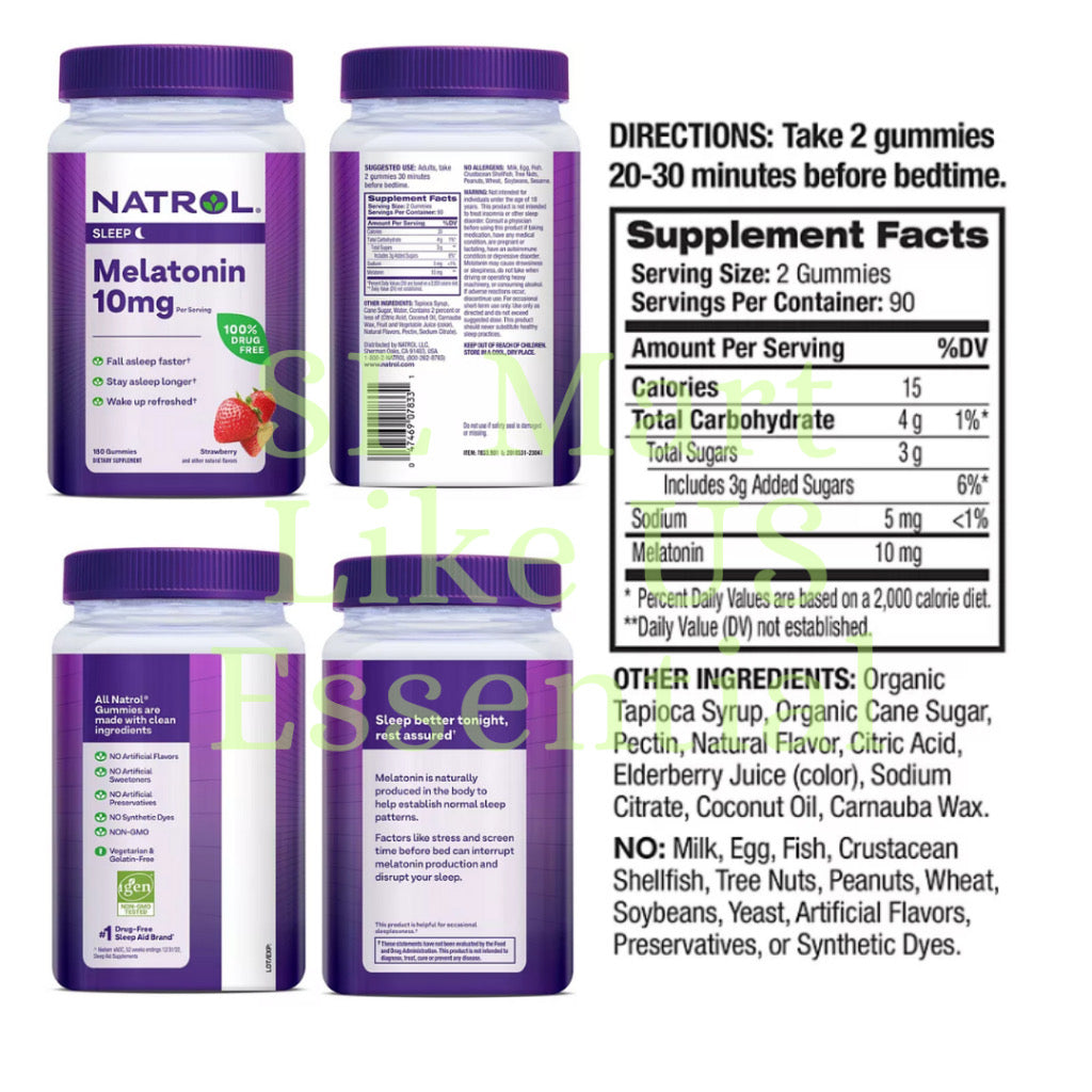 ☘️180 gummies 5mg 01/2026 or 10mg 10/2025 Natrol Melatonin  Sleep Aid Gummies - Strawberry