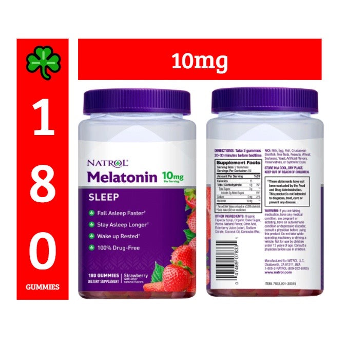 ☘️180 gummies 5mg 01/2026 or 10mg 10/2025 Natrol Melatonin  Sleep Aid Gummies - Strawberry