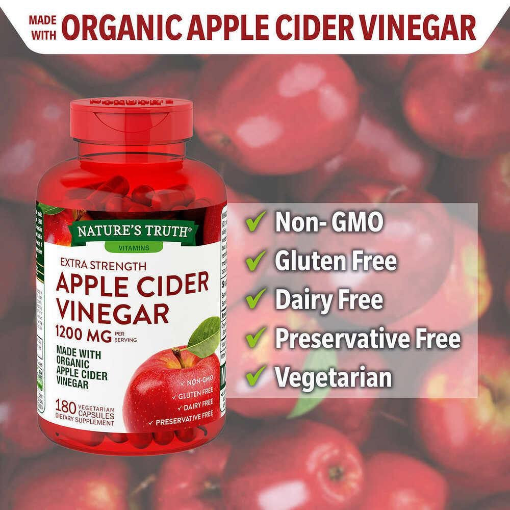 EXP 05/2025 180 Capsules Nature's Truth Apple Cider Vinegar 1200 mg. Imported From The U.S.A