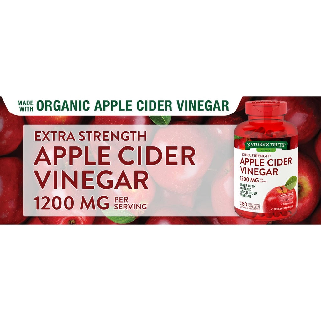 EXP 05/2025 180 Capsules Nature's Truth Apple Cider Vinegar 1200 mg. Imported From The U.S.A