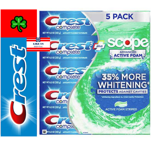 ☘️Exp 11/2027 8.2oz (232g) Crest Complete + Scope Advanced Active Foam Toothpaste