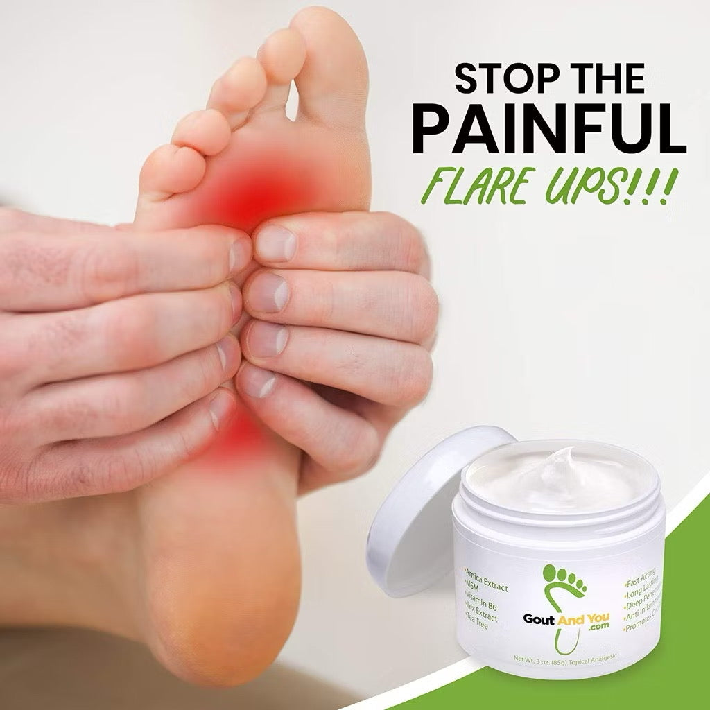 ☘️3oz (85g) Gout and you Therapeutic Gout Relief Cream with Arnica Extract, Ilex Leaf Extract, Aloe Vera and Tea Tree Oil