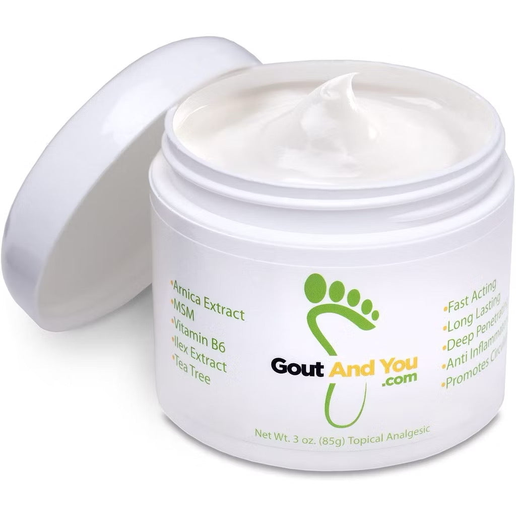 ☘️3oz (85g) Gout and you Therapeutic Gout Relief Cream with Arnica Extract, Ilex Leaf Extract, Aloe Vera and Tea Tree Oil
