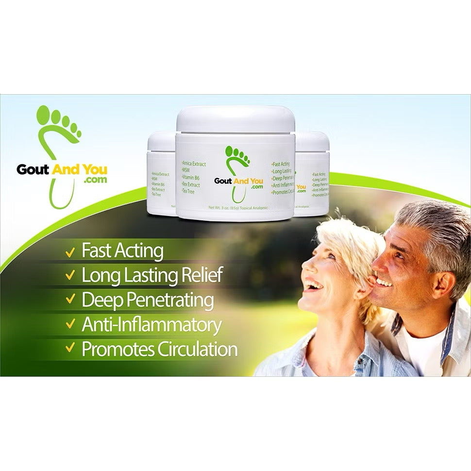 ☘️3oz (85g) Gout and you Therapeutic Gout Relief Cream with Arnica Extract, Ilex Leaf Extract, Aloe Vera and Tea Tree Oil