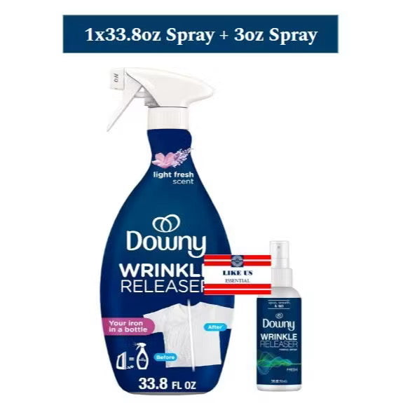 ☘️3oz / 9.7oz / 33.8oz Downy WrinkleGuard Wrinkle Release Fabric Spray, Fabric Refresher, Odor Eliminator & Anti Static