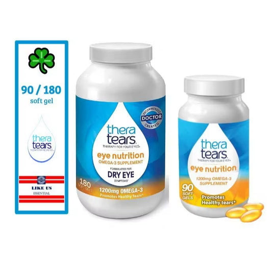 ☘️90 / 180 Soft Gel Exp 2027 Thera Tears 1200mg Omega 3 Supplement for Eye Nutrition Organic Flaxseed Theratears