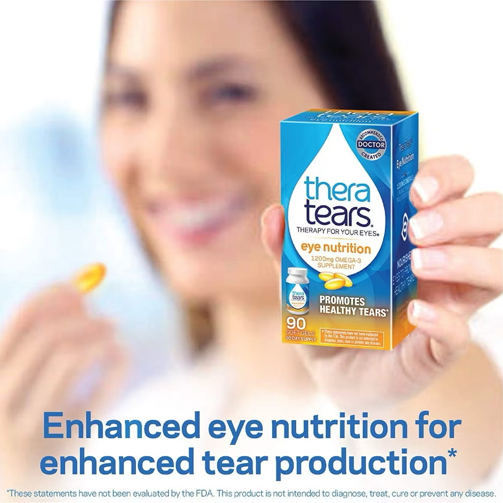 ☘️90 / 180 Soft Gel Exp 2027 Thera Tears 1200mg Omega 3 Supplement for Eye Nutrition Organic Flaxseed Theratears