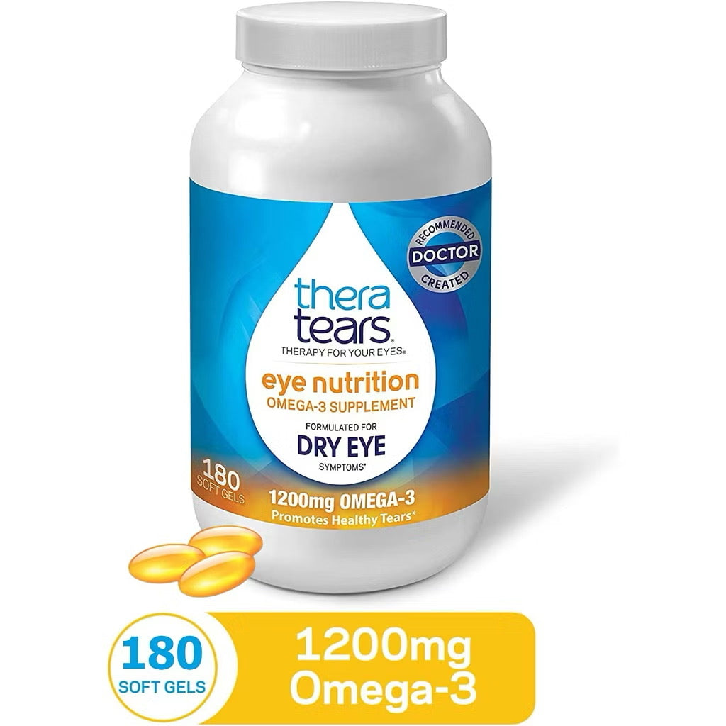 ☘️90 / 180 粒软凝胶 Exp 2027 Thera Tears 1200mg Omega 3 眼部营养补充剂有机亚麻籽 Theratears