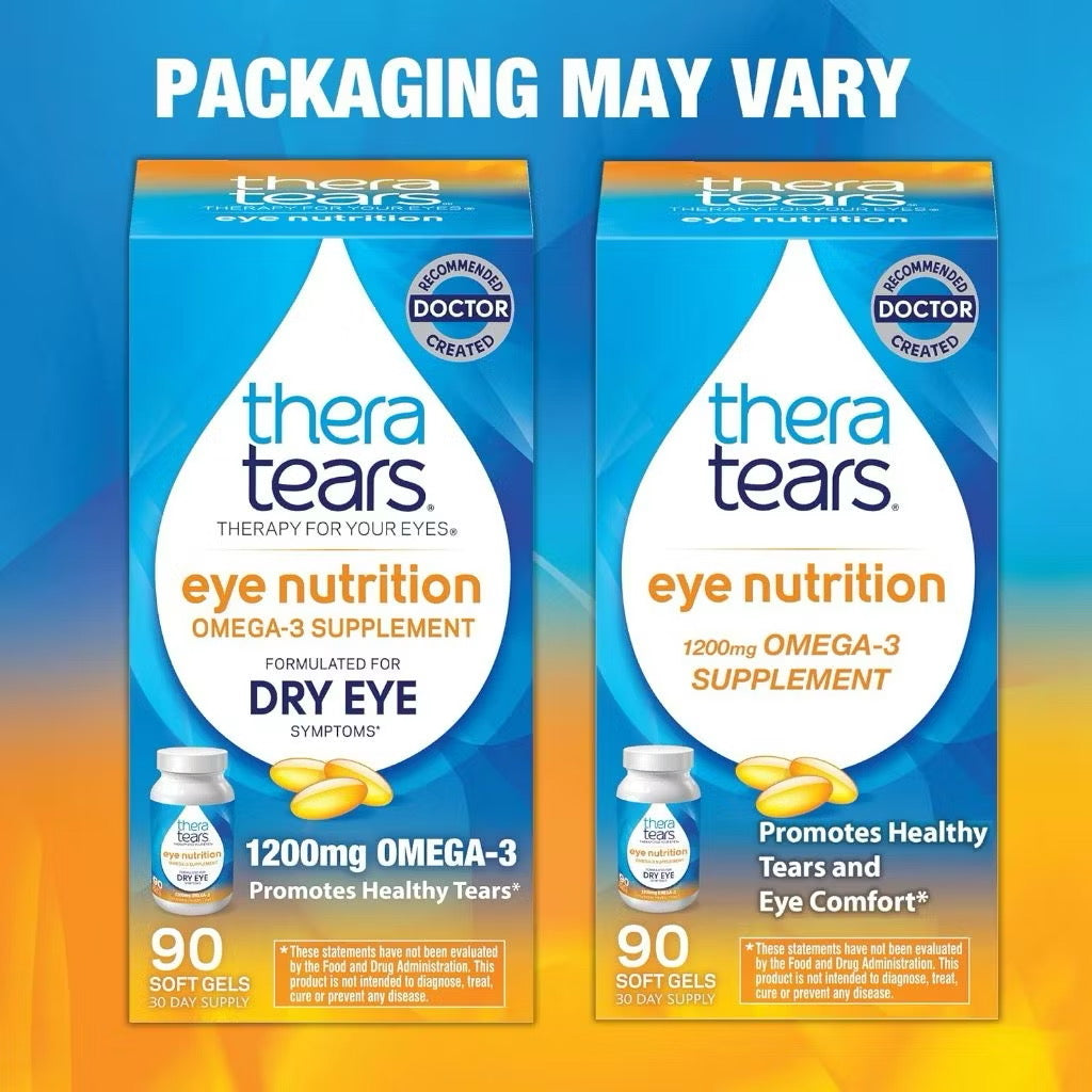 ☘️90 / 180 Soft Gel Exp 2027 Thera Tears 1200mg Omega 3 Supplement for Eye Nutrition Organic Flaxseed Theratears