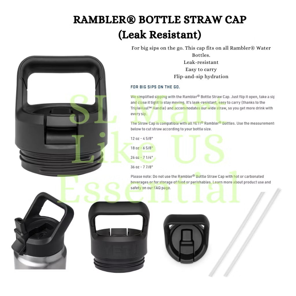 ☘️ 100% Authentic YETI Rambler Bottle Straw Cap - FITS ALL RAMBLER BOTTLES | inclusive of 2 straws