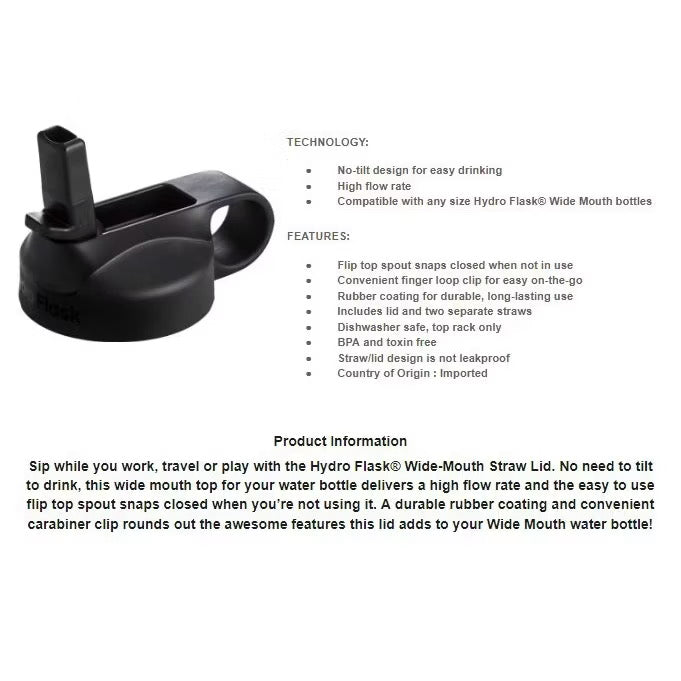 ☘️ Hydro Flask Wide-Mouth,  Standard Flex Straw Lid Cap (Leak-Proof) / Wide Mouth Straw Lid (non Leak Proof