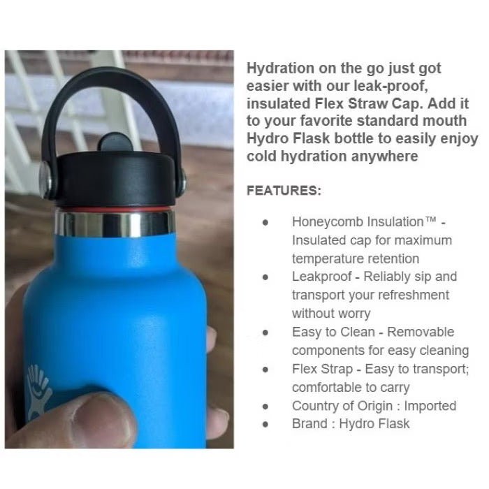 ☘️ Hydro Flask Wide-Mouth,  Standard Flex Straw Lid Cap (Leak-Proof) / Wide Mouth Straw Lid (non Leak Proof