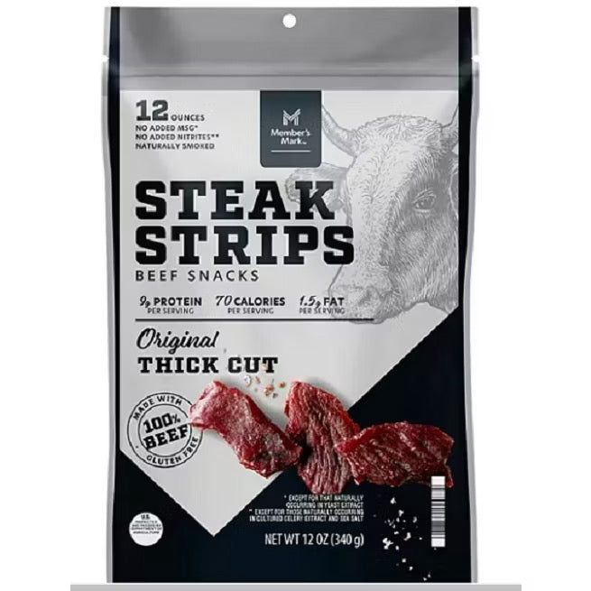 ☘️12oz (340g) Best B4 02/2026 Member's Mark Beef Steak Strips Beef Jerky --Direct Import From U.S.A