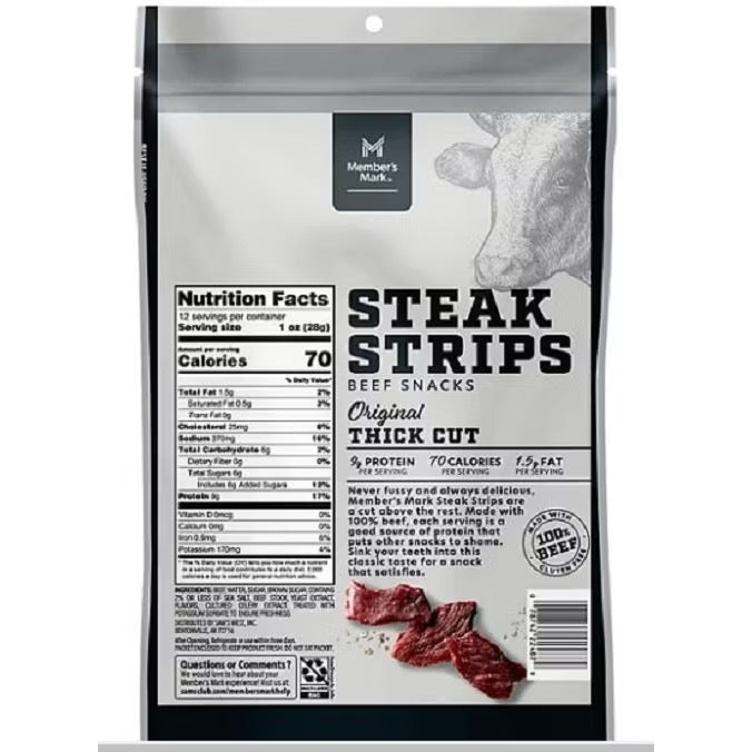 ☘️12oz (340g) Best B4 02/2026 Member's Mark Beef Steak Strips Beef Jerky --Direct Import From U.S.A