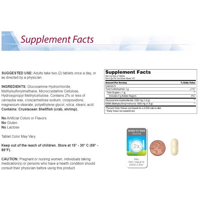 ☘️375 Kirkland Signature Tablets Glucosamine with MSM or 280 Tablets Kirkland Signature Glucosamine & Chondroitin