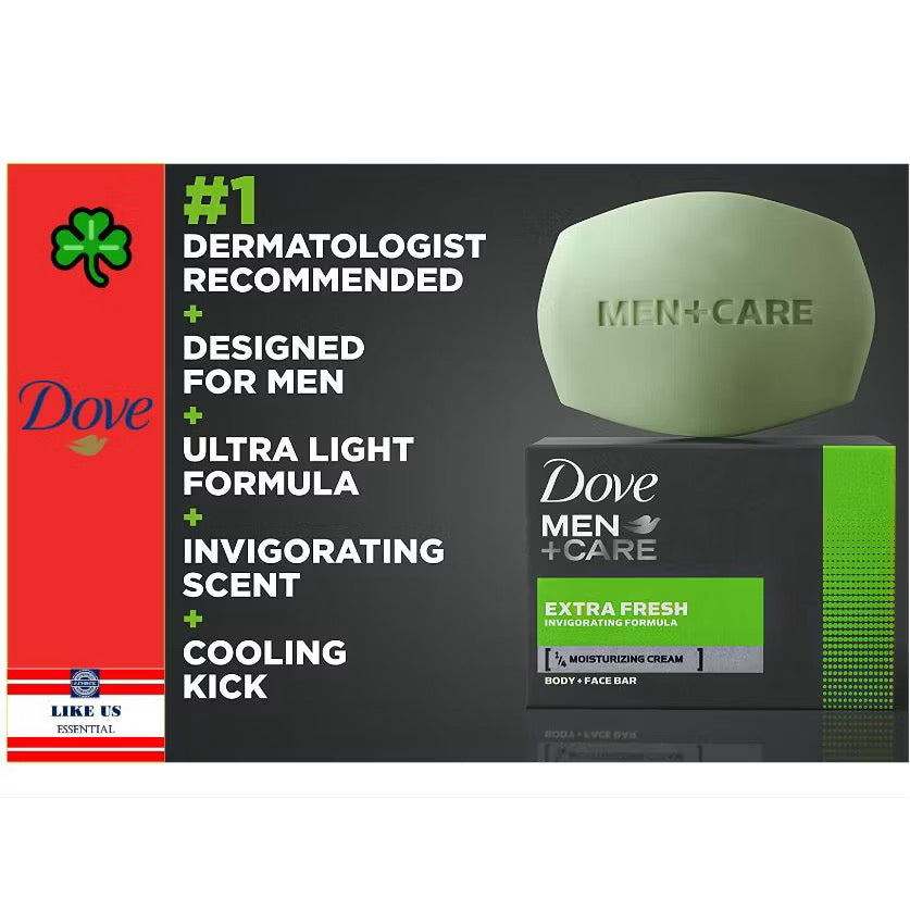 ☘️3.75oz (106g) Dove Men + Care 3 in 1 Bar Cleanser for Body, Face, and Shaving Extra Fresh Body and Facial Cleanser