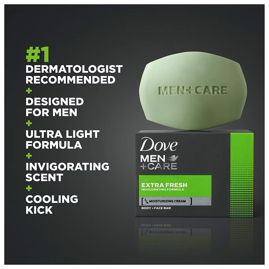 ☘️3.75oz (106g) Dove Men + Care 3 in 1 Bar Cleanser for Body, Face, and Shaving Extra Fresh Body and Facial Cleanser