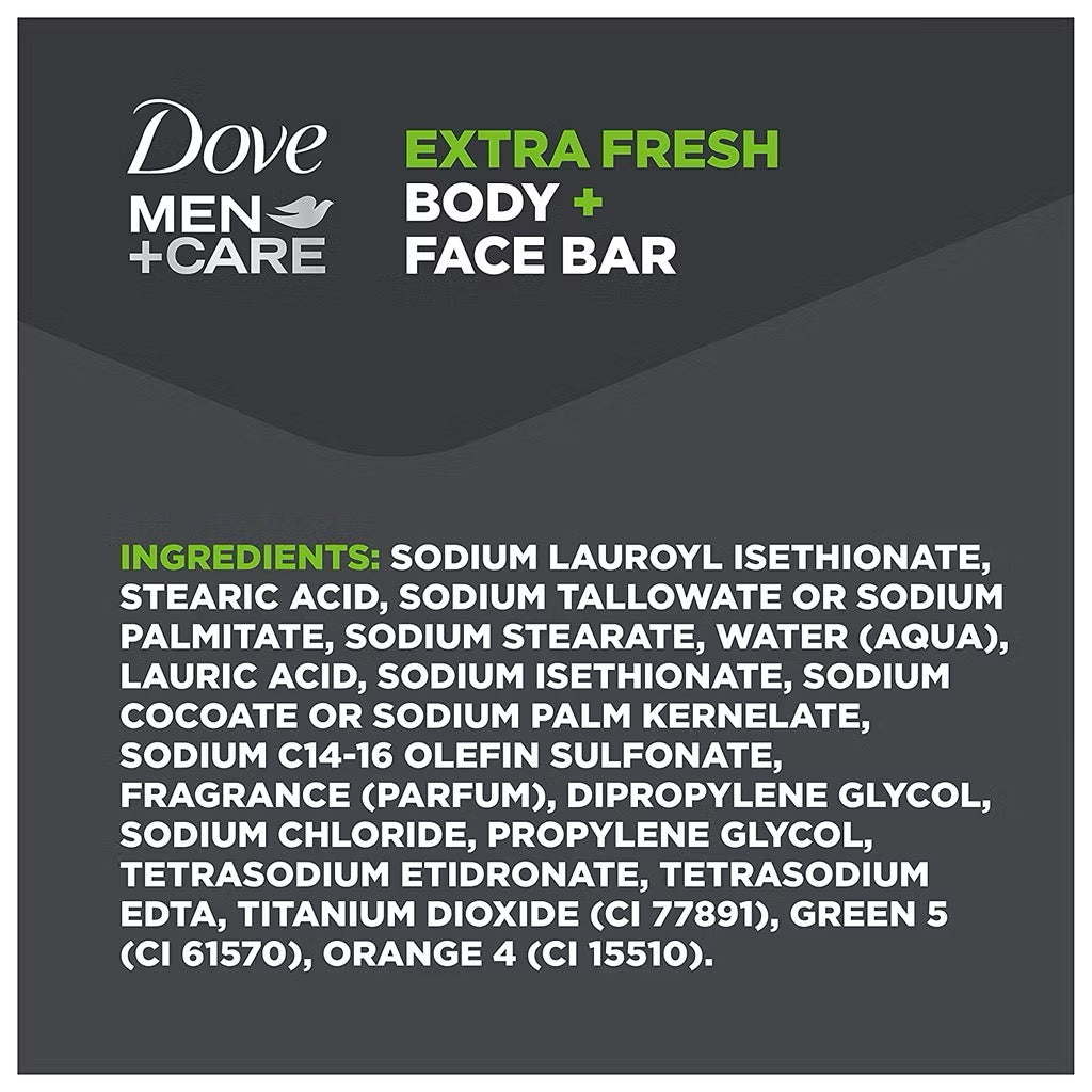 ☘️3.75oz (106g) Dove Men + Care 3 in 1 Bar Cleanser for Body, Face, and Shaving Extra Fresh Body and Facial Cleanser