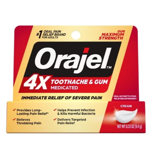 ☘️ 0.33oz Exp 06/2026 Orajel 4X for Toothache & Gum Pain: Severe Cream Tube  From Oral Pain Relief Brand