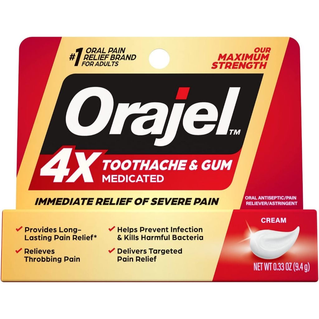 ☘️ 0.33oz Exp 06/2026 Orajel 4X for Toothache & Gum Pain: Severe Cream Tube  From Oral Pain Relief Brand