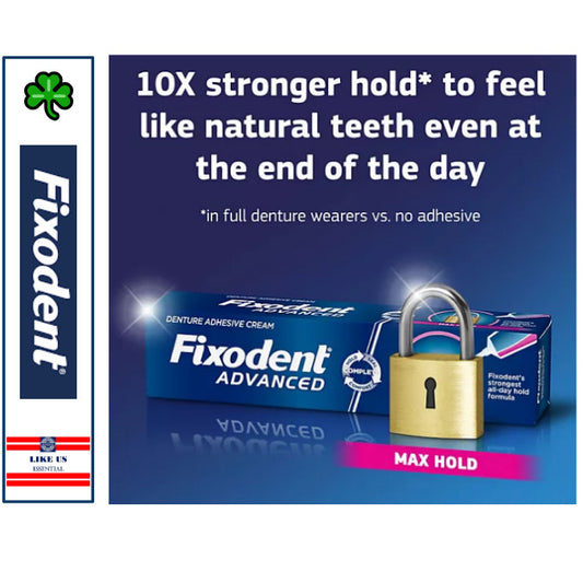 ☘️2.2oz (62g) per tube Fixodent Advanced MAX HOLD Denture Adhesive