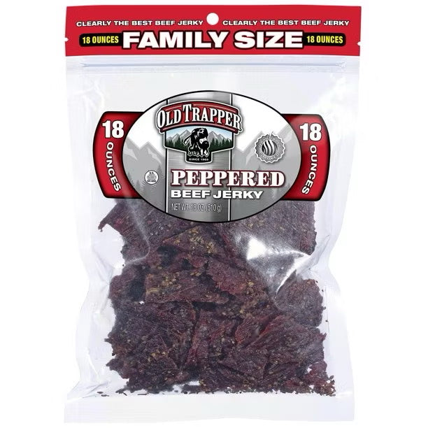 ☘️10oz / 18oz Best B4 Yr 2026 Old Trapper Beef Jerky, Peppered / Old Fashioned / Hot & Spicy| ZERO TRANS FAT-America Traditional Style