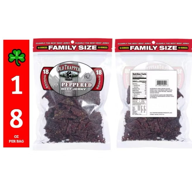 ☘️10oz / 18oz Best B4 Yr 2026 Old Trapper Beef Jerky, Peppered / Old Fashioned / Hot & Spicy| ZERO TRANS FAT-America Traditional Style