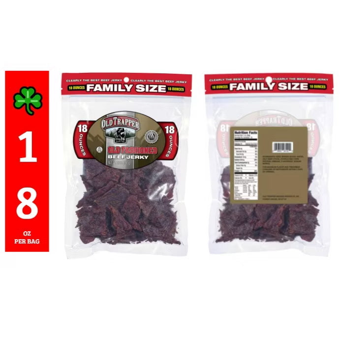 ☘️10oz / 18oz Best B4 Yr 2026 Old Trapper Beef Jerky, Peppered / Old Fashioned / Hot & Spicy| ZERO TRANS FAT-America Traditional Style