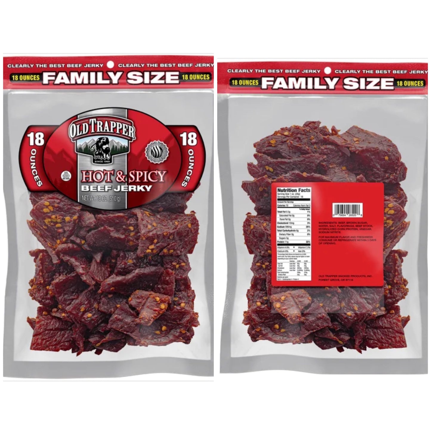 ☘️10oz / 18oz Best B4 Yr 2026 Old Trapper Beef Jerky, Peppered / Old Fashioned / Hot & Spicy| ZERO TRANS FAT-America Traditional Style