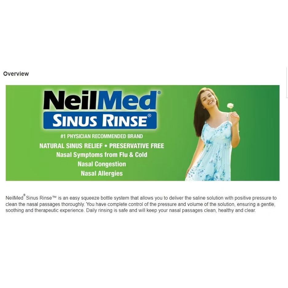 ☘️EXP 10/2027 NeilMed Sinus Rinse Kit---Includes 2 Squeeze Bottles, 1 NasaMist Saline Spray, 250 Premixed Packets