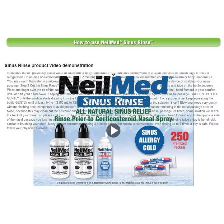 ☘️EXP 10/2027 NeilMed Sinus Rinse Kit---Includes 2 Squeeze Bottles, 1 NasaMist Saline Spray, 250 Premixed Packets