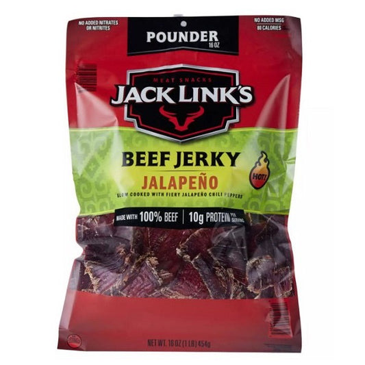 ☘️16oz.(454g) Best B4 01/2026 Jack Link’s beef jerky Jalapeno POUNDER SIZE | PACKAGING MAY VARY