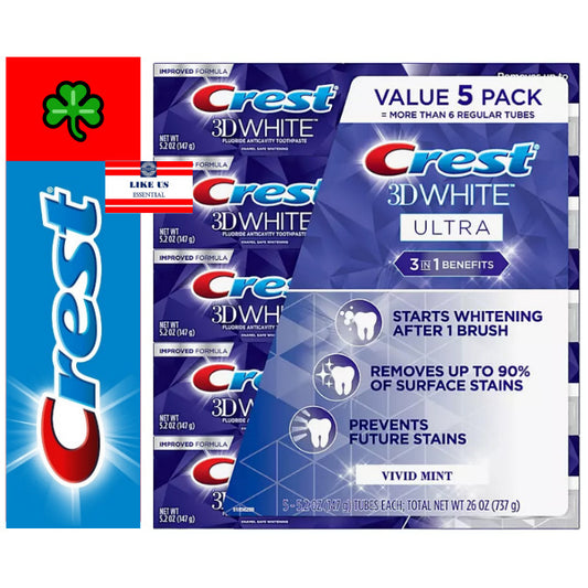 ☘️Exp 01/2026 Crest VIVID MINT 3D White Ultra Whitening Toothpaste 5.2oz per tube