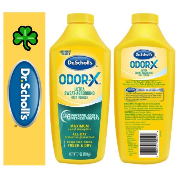 ☘️7oz (198g) Dr. Scholl's Odor-x Sweat Absorbing Foot Powder | Maximum Sweat Absorption