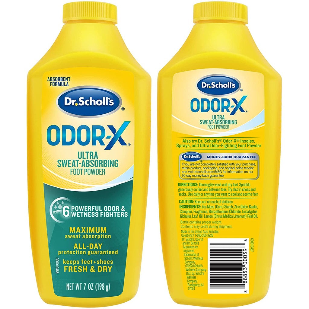 ☘️7oz (198g) Dr. Scholl's Odor-x Sweat Absorbing Foot Powder | Maximum Sweat Absorption