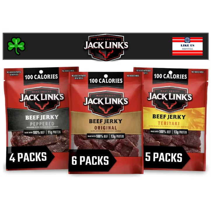 ☘️ 15x1.25oz Best B4 02/2026 Jack Link’s Beef Jerky Variety Pack Incl Original, Teriyaki & Peppered OTP