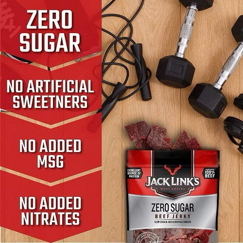 ☘️7.3oz (207g) Best B4 08/2025 Jack Link’s Zero Sugar Beef Jerky, Keto Friendly Snacks with No Artificial Sweetener